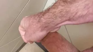 Public bathroom quickie masturbation and cumshot
