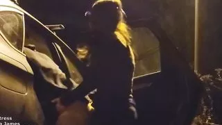 Car Pegging" disturbed by a worker!! Outdoor Pegging