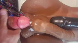 Cumming on those big black balls
