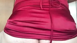 red satin mini dress