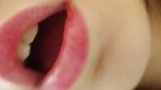 Morning homemade striptease in red lingerie. Close-up