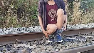 Indian teen on railway station cum