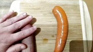 Ordinary sausage put my big dick to shame