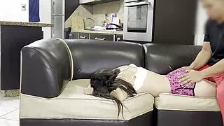 My cute gir wants a massage and I perverted started touching her pussy and her ass