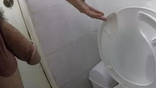 pissing in my friends bathroom closeup
