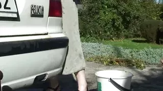 He doggy-fucks old girlfriends mother outdoors