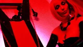 Fetish Domina Mistress Eva Vinyl PVC Dress Gonzo Goddess Solo Femdom Boots Pink Hair Milf Mature BDSM Kink