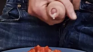 Cum on my food