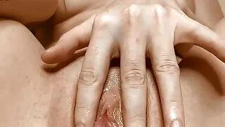 I masturbate before going to bed!  Pussy oozing juice close-up