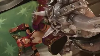 Redhead Elf smashed by an Orc Warlord : Warcraft Parody