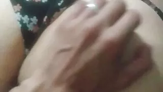 Wife Lily moaning, spanking her delicious ass with light slaps