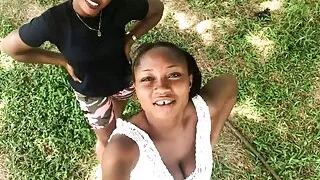 Selfie In The Park Before Lesbian Pussy Ride Outdoor Romantic Couple Sex