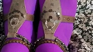 Nylon legs, feet, pantyhose,  cum on my feet.