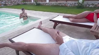 Our Girl Friend Caught Us And Masturbated Looked On Us 4K