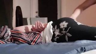 Verbal blonde DOMINATES his ASS - Strapon fuck him off the bed!