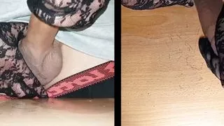 My old jerk off buddy gives me a handjob with gloves on while wives are shopping