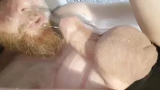 Masturbation lover - self suck with streams of saliva