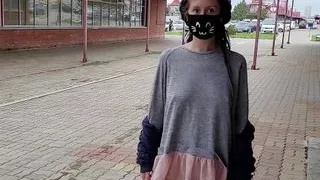 Hot teen flashing pussy next to malls