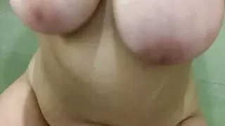 Preview: Moaning busty slut fucked on dildo in bathroom making tits bounce