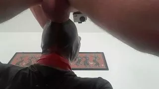 Laura is gagged with a lips mouth gag, throath fucked for long time and swallows cum