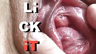 Cum twice in tight pussy and clean up after himself. Creampie eating. Close-up.