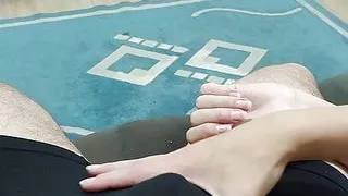 Nice handjob of slut teen girlfriend! (18 yo)