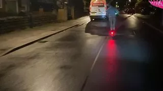 No trousers on riding a scooter on the road