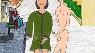 Buck flashes Miss Wong horny Asian granny at the shop