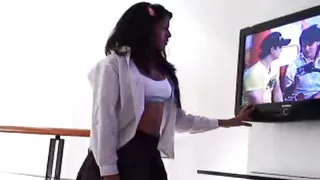 Carina fingers her pussy in solo session