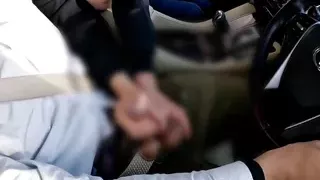 A pervert man is made to ejaculate profusely by a hand job with great technique while driving.