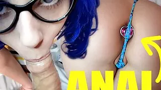 Teen girlfriend love anal sex from behind and cum inside her tight ass