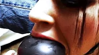 Hardcore Dreier mit der Leder Schlampe