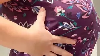 Inverted and Hard. Sexy nipple nurse.. lifting scrubs to show her big DDs