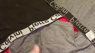 Cumshot all over my boxers with some loud moaning