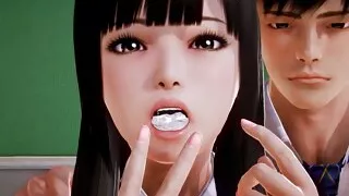 Waifu Academy - Big Tits Beautiful Asian 18yo Schoolgirl Teen Sucks A Big Cock And Swallows Cum Right In Classroom - #25