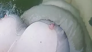 Beautiful chubby babe rubs in public