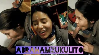 Slutty schoolgirl leaves class to swallow a big cock in the library