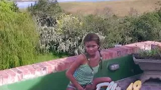 Teen slut Ellie fingering her pussy