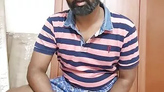 Daddy in Lungi masturbating with his big uncut dick