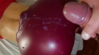 Babe in leather leggings gets fucked doggy and takes a huge cumshot