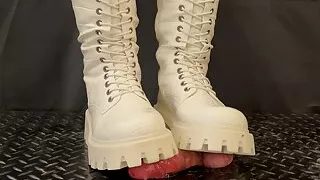Dangerous Cock Trample, White and Black Combat Boots with TamyStarly - Bootjob, Ballbusting, CBT, Trampling, Cock Crush