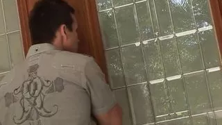 Seeing the brunette tanning naked in the backyard leads to