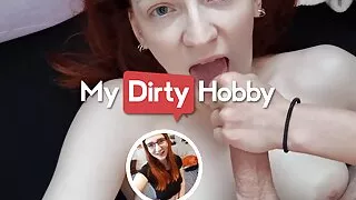 Blowing stepsister's boyfriend while she watches - MyDirtyHobby