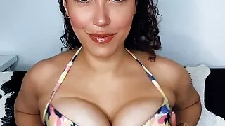 Busty Tan Brunette Titty Fuck in Bikini with Big Natural Boobs Onlyfans Teaser Leak