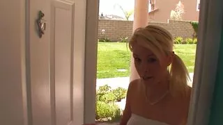 His BBC can barely fit in her shaven pussy but this teen