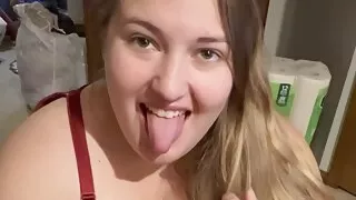 HOT bbw Wife Blowjob Swallow Cum!!  with a smile