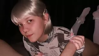 Cute anime lover sees a dick for the first time