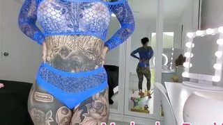 Blue Lace Sheer Lingerie Try On Haul with BIG TITS Melody Radford