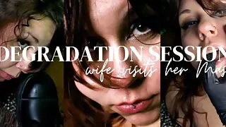 Chubby whore licks boots, gets degraded and slapped