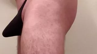 Cum In stepdaughter black thong in cock ring